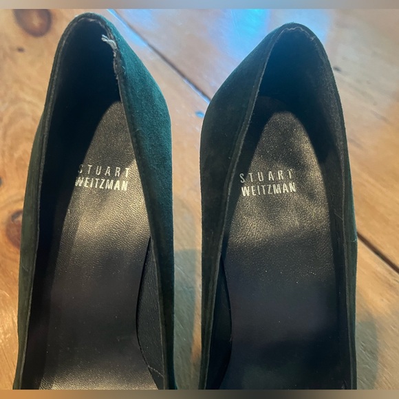 Stuart Weitzman Emerald Green Suede Olen Toed Platform Heels - Picture 4 of 5